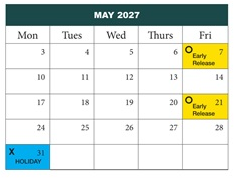 District School Academic Calendar for Elizabeth Page Elementary School for May 2027