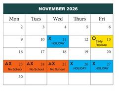 District School Academic Calendar for Elizabeth Page Elementary School for November 2026