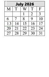 District School Academic Calendar for James Caldwell for July 2026