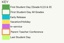 District School Academic Calendar Legend for Elm Hill School