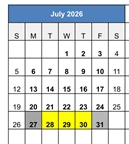 District School Academic Calendar for Indian Springs Elementary for July 2026