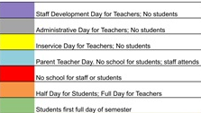 District School Academic Calendar Legend for Indian Springs Elementary