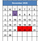 District School Academic Calendar for Indian Springs Elementary for November 2026