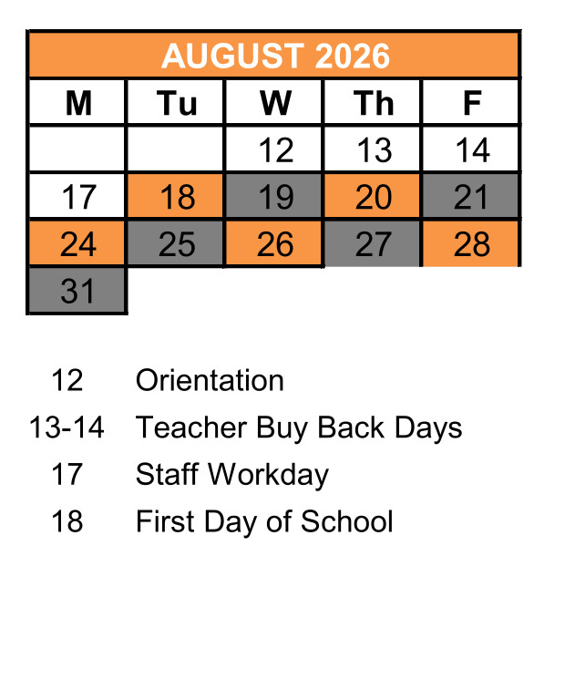 District School Academic Calendar for Gold Rush Charter for August 2026