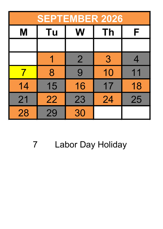 District School Academic Calendar for Gold Rush Charter for September 2026