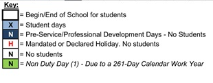 District School Academic Calendar Legend for Chula Vista Senior High
