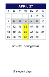 District School Academic Calendar for Gray for April 2027