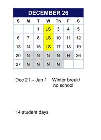 District School Academic Calendar for Gray for December 2026