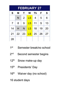 District School Academic Calendar for Gray for February 2027