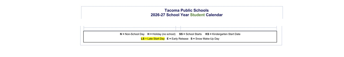 District School Academic Calendar Key for Gray