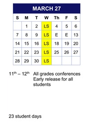 District School Academic Calendar for Gray for March 2027