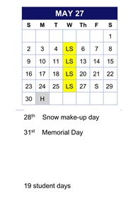 District School Academic Calendar for Gray for May 2027