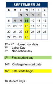 District School Academic Calendar for Gray for September 2026
