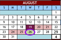District School Academic Calendar for Cold Stream Alternative for August 2026