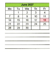 District School Academic Calendar for Enos Garcia Elem for June 2027