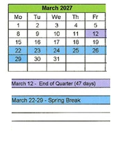 District School Academic Calendar for Enos Garcia Elem for March 2027