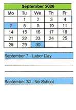 District School Academic Calendar for Enos Garcia Elem for September 2026