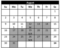 District School Academic Calendar for Temecula Preparatory for August 2026