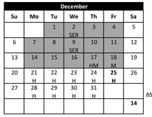 District School Academic Calendar for Temecula Preparatory for December 2026