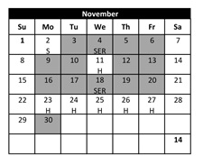 District School Academic Calendar for Temecula Preparatory for November 2026
