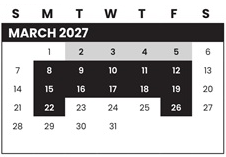 District School Academic Calendar for Rover Elementary School for March 2027