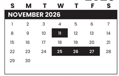 District School Academic Calendar for Rover Elementary School for November 2026