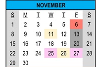 District School Academic Calendar for Fruitdale Elementary School for November 2026