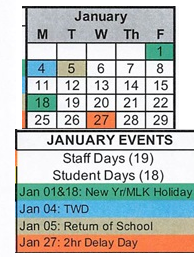 District School Academic Calendar for Clinton Elementary School for January 2027