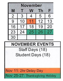 District School Academic Calendar for Clinton Elementary School for November 2026