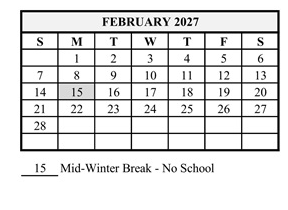 District School Academic Calendar for Hershey Elementary School for February 2027