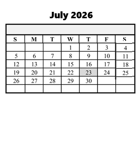 District School Academic Calendar for Hershey Elementary School for July 2026