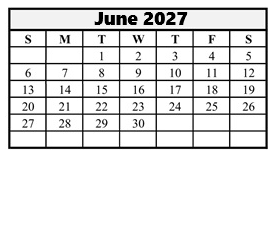 District School Academic Calendar for Hershey Elementary School for June 2027