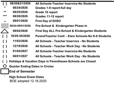 District School Academic Calendar Legend for Sherman Elementary School