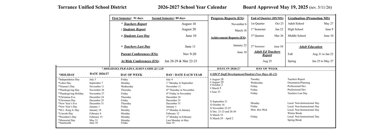 District School Academic Calendar Key for Edison Elementary