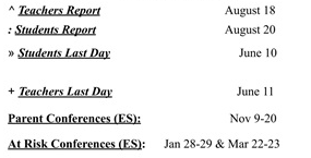 District School Academic Calendar Legend for Edison Elementary