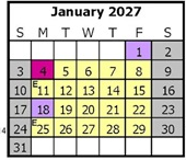 District School Academic Calendar for Discovery Charter for January 2027