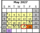 District School Academic Calendar for Discovery Charter for May 2027