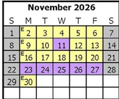 District School Academic Calendar for Discovery Charter for November 2026