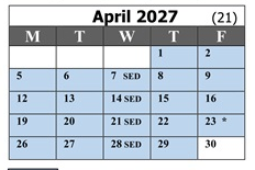 District School Academic Calendar for Maple Elementary for April 2027