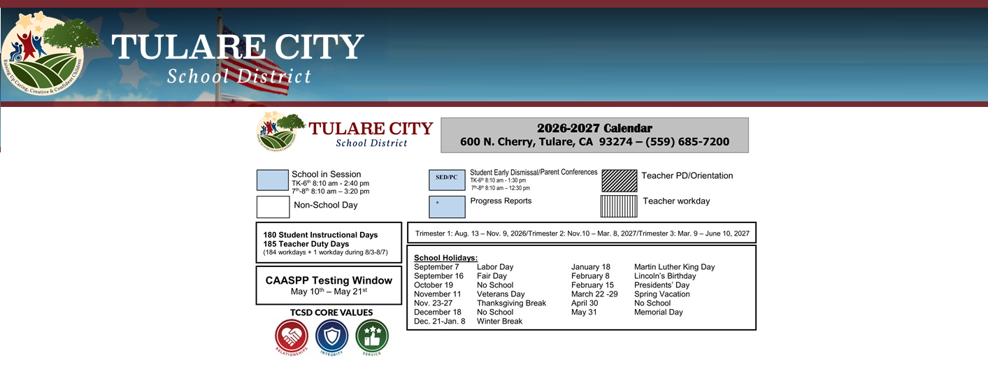 District School Academic Calendar Key for Maple Elementary