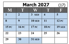 District School Academic Calendar for Maple Elementary for March 2027