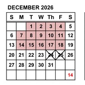 District School Academic Calendar for Marvin A. Dutcher Middle for December 2026