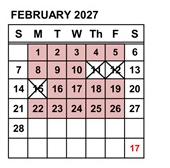 District School Academic Calendar for Marvin A. Dutcher Middle for February 2027