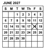 District School Academic Calendar for Marvin A. Dutcher Middle for June 2027