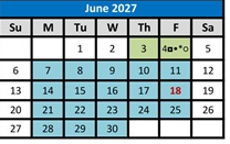 District School Academic Calendar for Heritage Peak Charter for June 2027