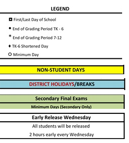 District School Academic Calendar Legend for Heritage Peak Charter