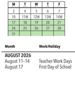 District School Academic Calendar for Calpella Elementary for August 2026