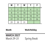 District School Academic Calendar for Calpella Elementary for March 2027