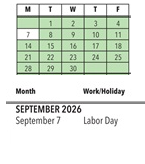 District School Academic Calendar for Calpella Elementary for September 2026