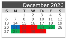 District School Academic Calendar for Fairview Elementary for December 2026